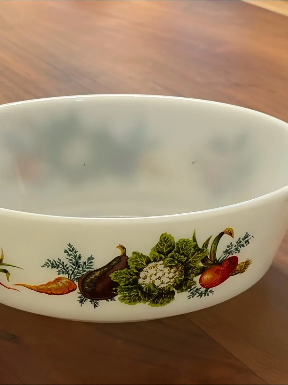 JAJ England Pyrex milk glass Serving Bowl market garden Tuscany